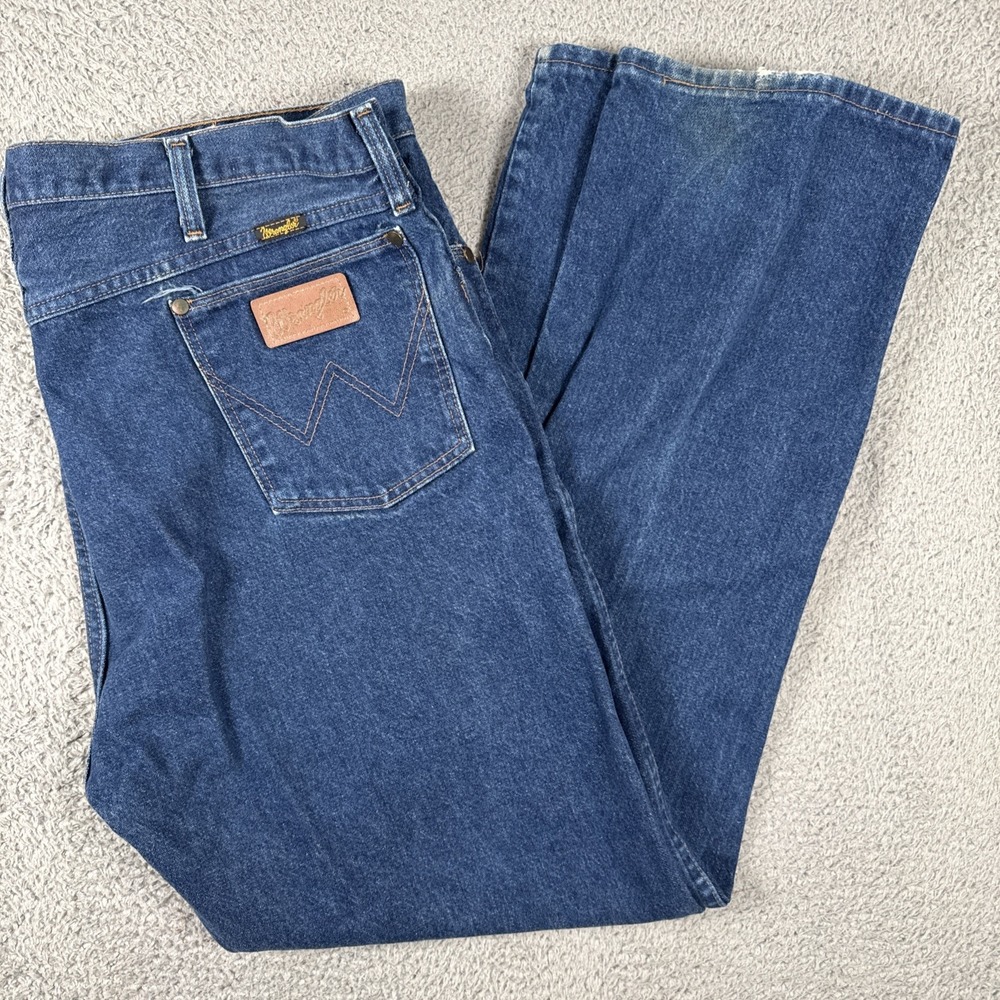 Wrangler 13MWZ Jeans Mens 44x32 (42x32) Dark Blue Denim Cowboy Cut USA Vintage